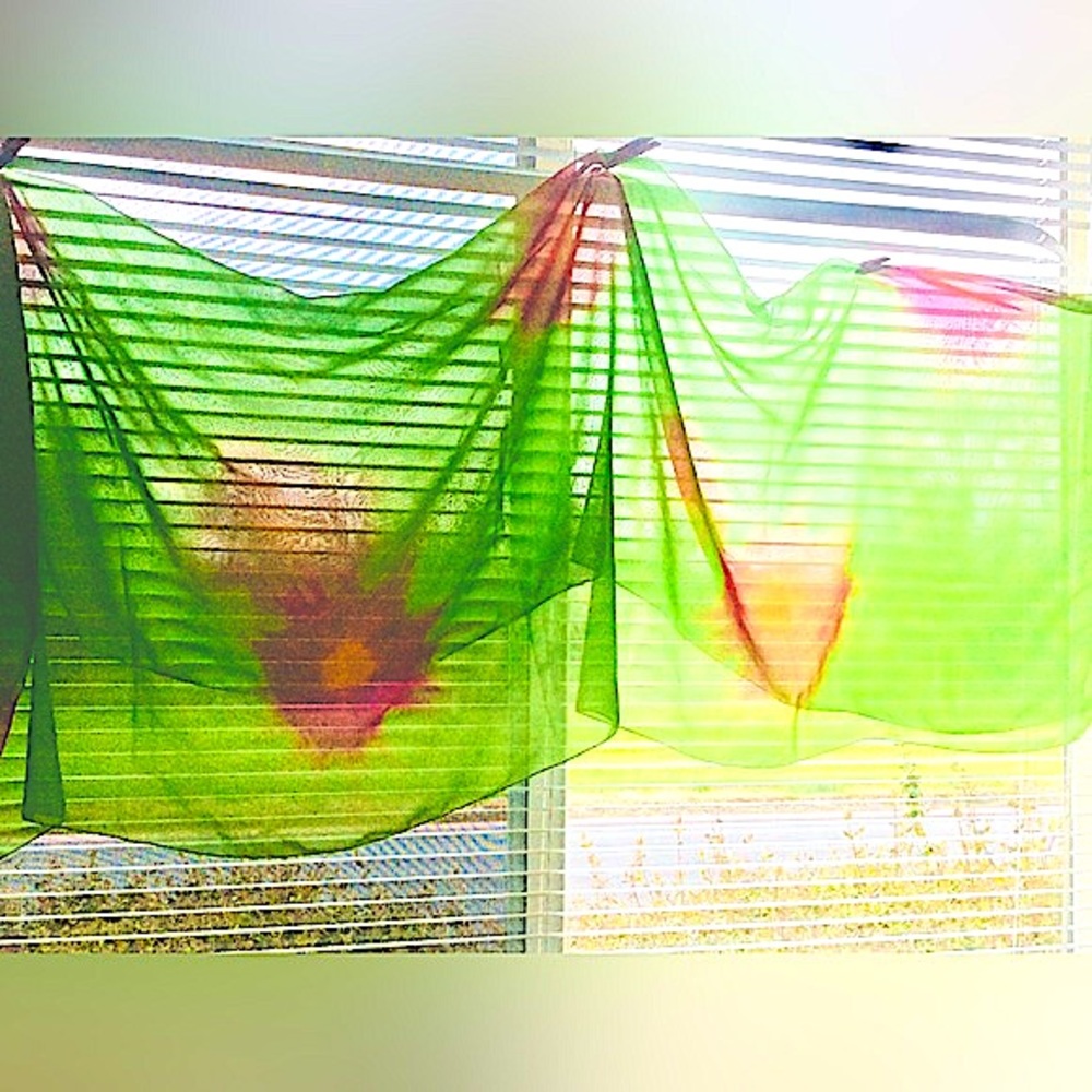 batik chiffon bedspread vtg India twin size new cond tie-dye sari wrap cover up